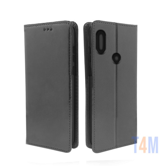 Funda Abatible de Cuero con Bolsillo Interno para Xiaomi Redmi Note 7 Negro